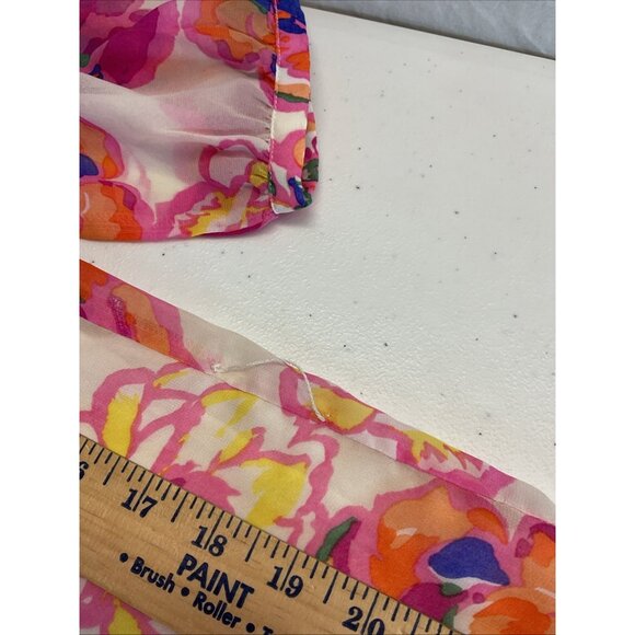 Jade Melody Tam Floral blouson long‎ slv chiffon flowy colorful Dress size M - Picture 9 of 11